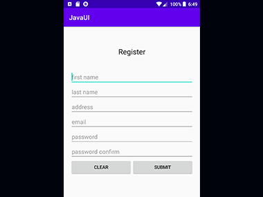 Register Form in Android