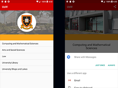 University Departments in Android